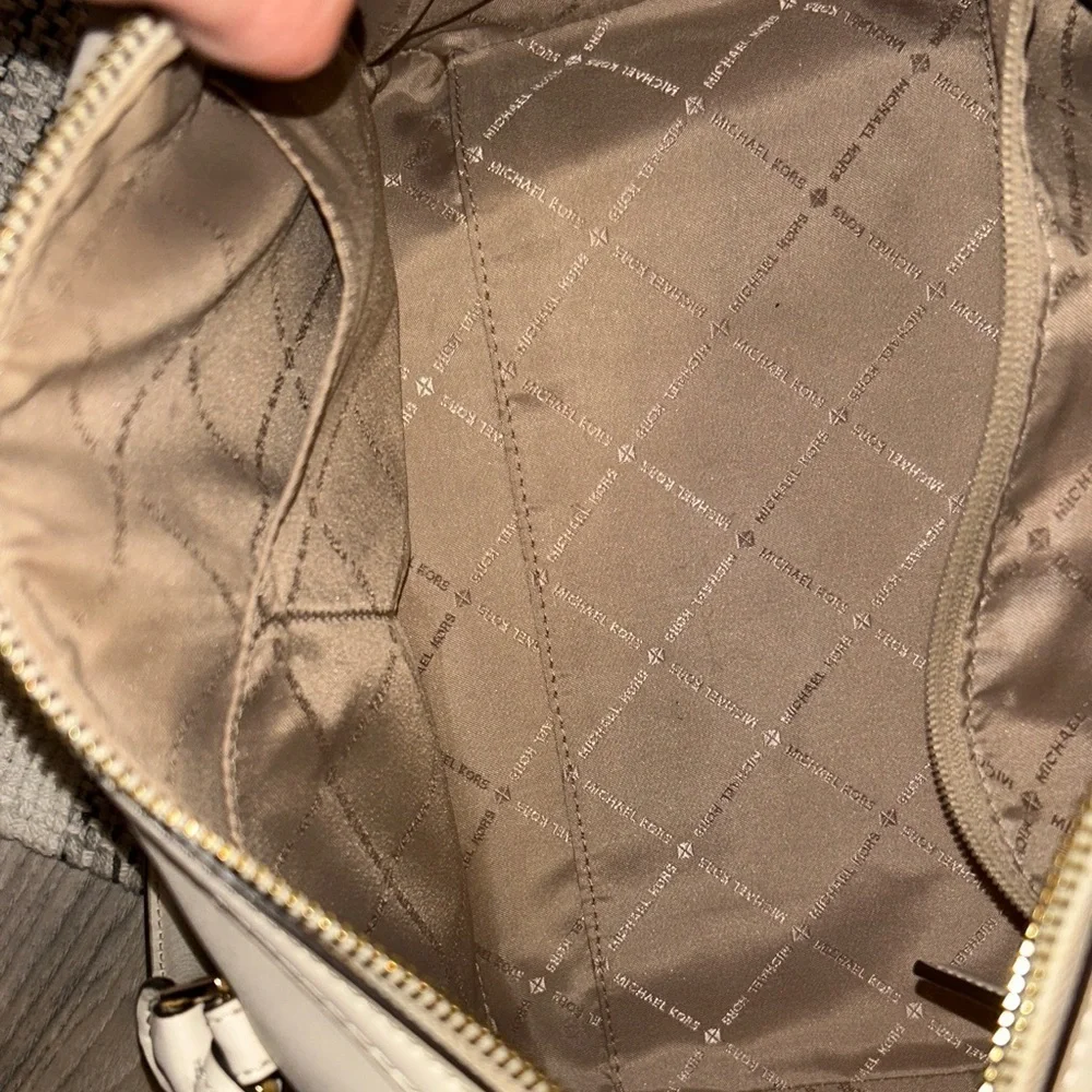 Michael Kors Monogram White and Cream duffel crossbody